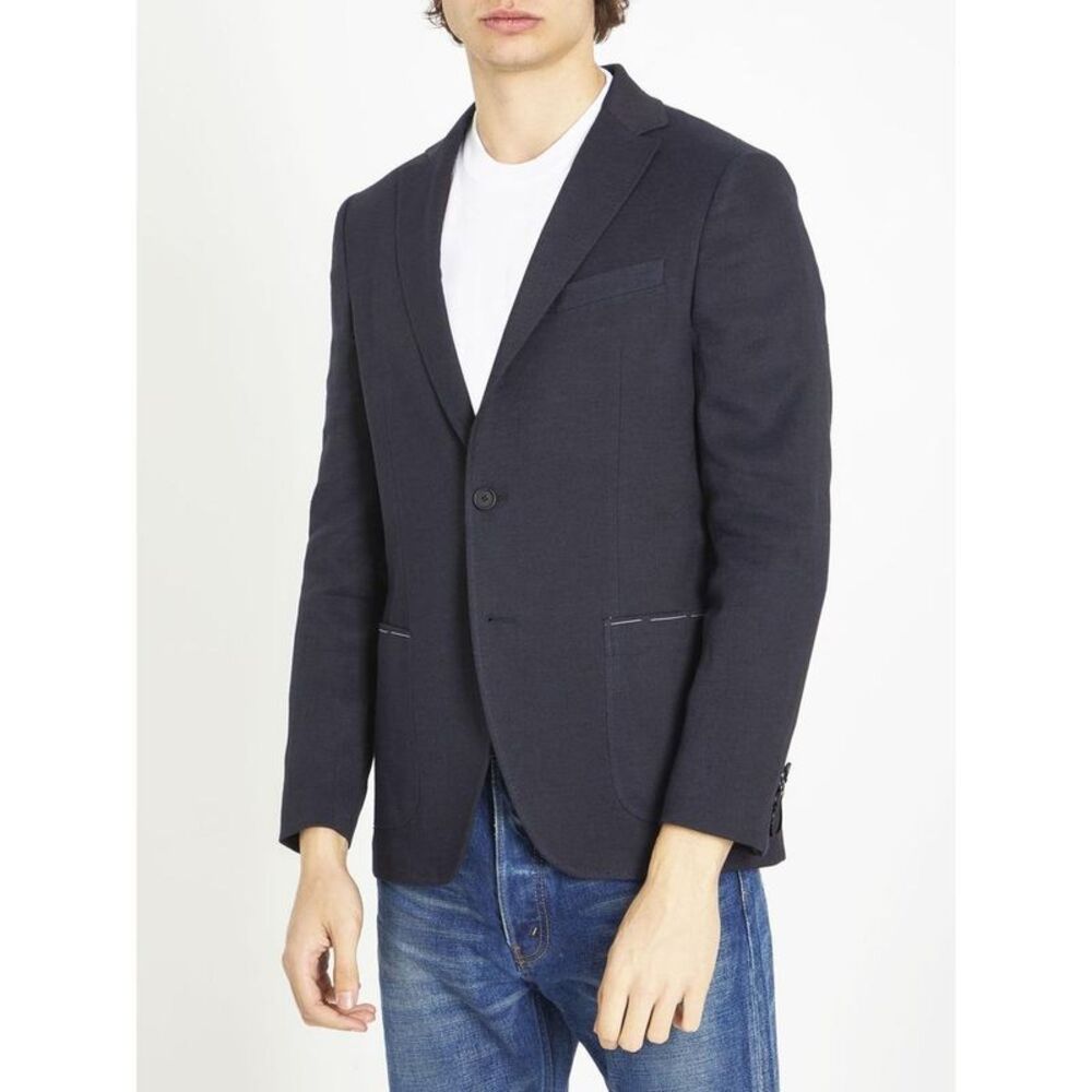 TONELLO Men's Single-Breasted Unstructured Blazer Men BLUE Outerwear